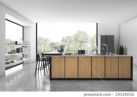 white loft kitchen with wood decor white loft kitchen with wood decor 29528058