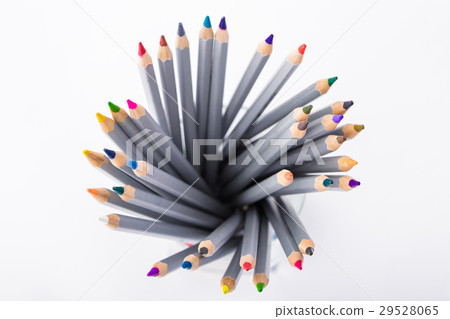 set of different colored pencils on white 29528065