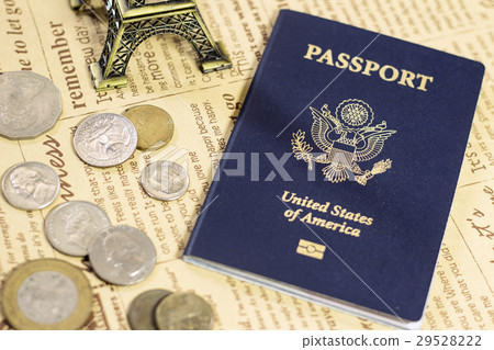 US passport and world coins US passport and world coins 29528222