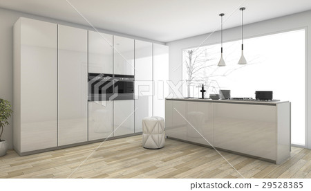 white minimal kitchen in winter - Stock Illustration [29528385] - PIXTA