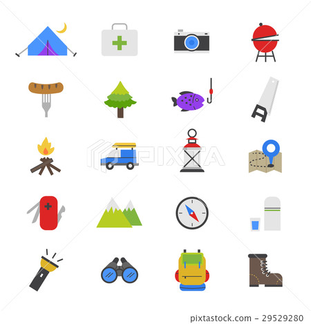 Camping Flat Color Icons 29529280