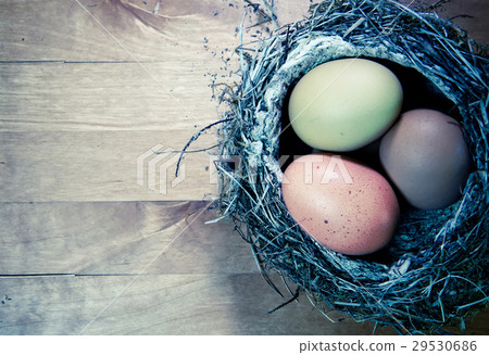 bright Easter eggs in a nest,with effect retro bright Easter eggs in a nest,with effect retro 29530686