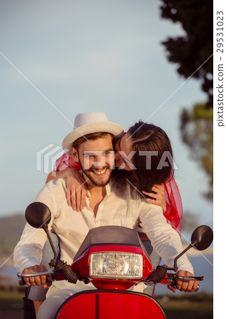 Couple in love riding a motorbike , Handsome guy 29531023