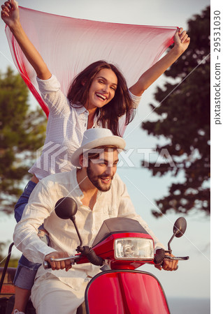 Couple in love riding a motorbike , Handsome guy 29531030