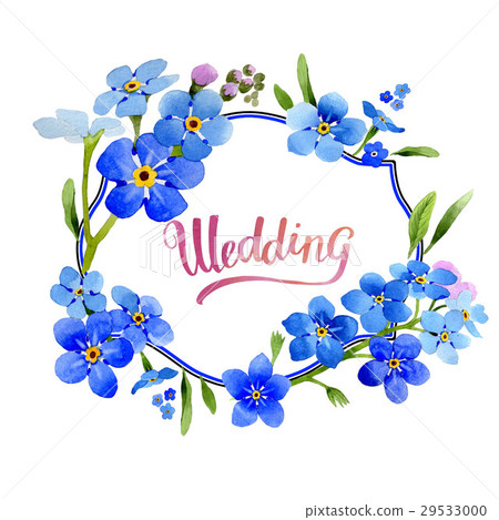 Wildflower myosotis arvensis flower wreath in a Wildflower myosotis arvensis flower wreath in a 29533000