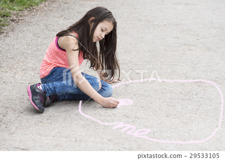 Girl drawing circle of intimate zone Girl drawing circle of intimate zone 29533105