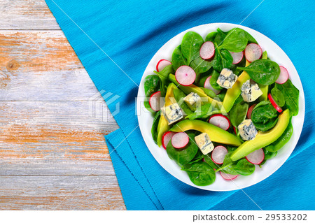 avocado, blue mold cheese, spinach, radish salad avocado, blue mold cheese, spinach, radish salad 29533202