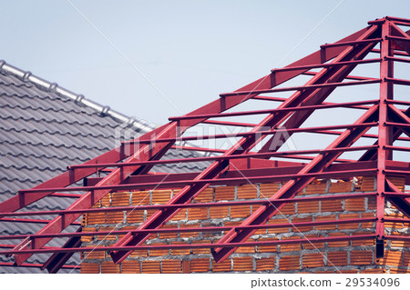 structural steel beam on roof of building structural steel beam on roof of building 29534096