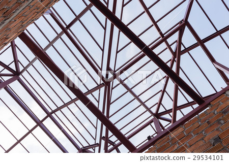 structural steel beam on roof of building structural steel beam on roof of building 29534101