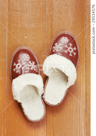 home Slippers on the wooden floor 29534576