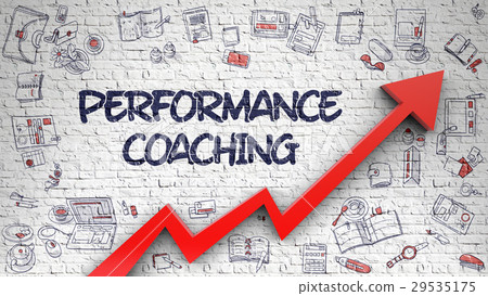 Performance Coaching Drawn on White Brick Wall. 3d 29535175