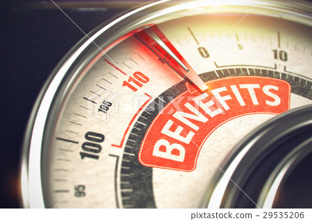 Benefits - Message on Conceptual Scale with Red Benefits - Message on Conceptual Scale with Red 29535206