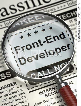 Front-End Developer Hiring Now. 3D. 29535248