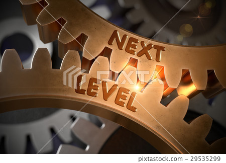 Next Level on Golden Metallic Gears. 3D 29535299