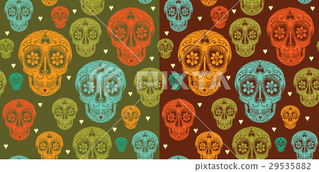 Vector seamless pattern with sugar skull - Stock Illustration [29535882 ...