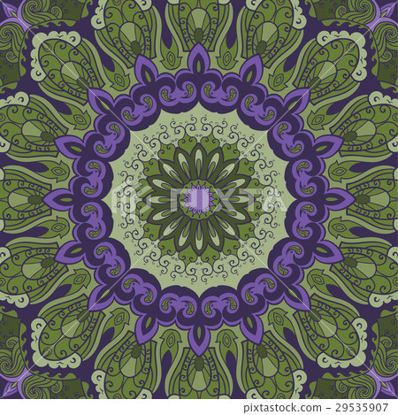 Ornamental green-violet round background Ornamental green-violet round background 29535907