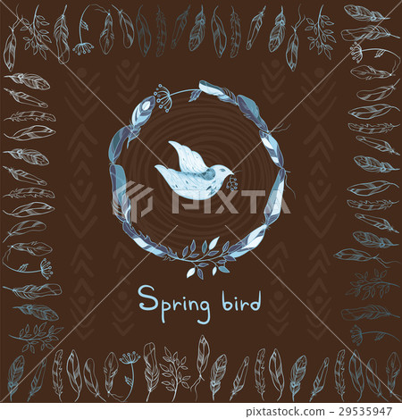 Vector background with spring bird Vector background with spring bird 29535947