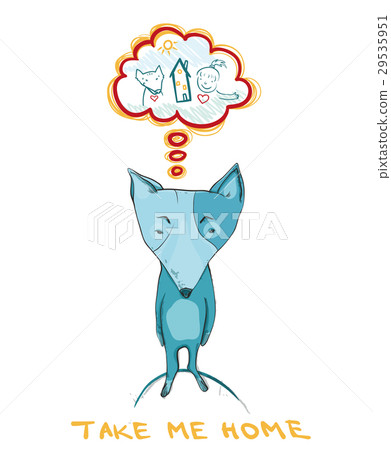 Take me home. Illustration of homeless dog. 29535951