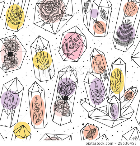 Gems, crystals seamless pattern vector 29536455
