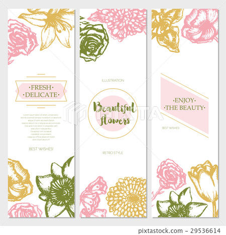 Beautiful Flowers - color hand drawn square 29536614