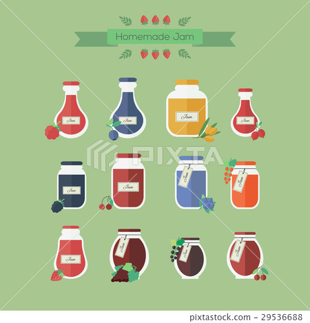 Collection of jars with jam. Vector objects 29536688