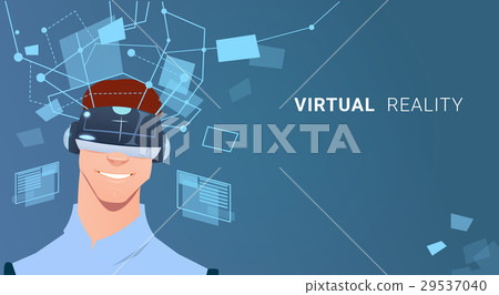 Business Man Wear Virtual Reality Digital Glasses Business Man Wear Virtual Reality Digital Glasses 29537040
