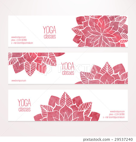 Flyers with watercolor pink abstract flowers Flyers with watercolor pink abstract flowers 29537240