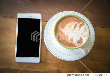coffee cup and and relax time mobile phone coffee cup and and relax time mobile phone 29538533