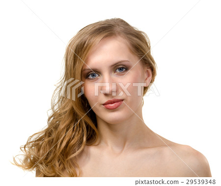 funny cute smiling woman on white background 29539348