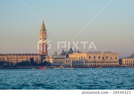 Foggy sunset scene in Venice: San Marco square Foggy sunset scene in Venice: San Marco square 29540323