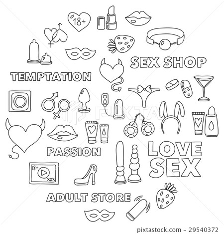 Pattern with toys for adults Sex shop, adult shop 29540372