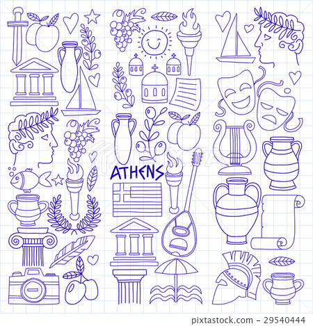 Ancient Greece Vector elements in doodle style 29540444