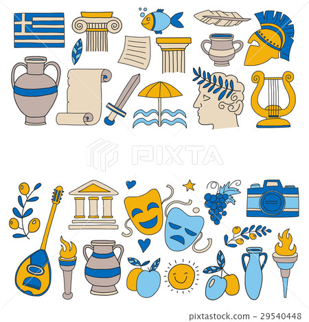 Ancient Greece Vector elements in doodle style 29540448