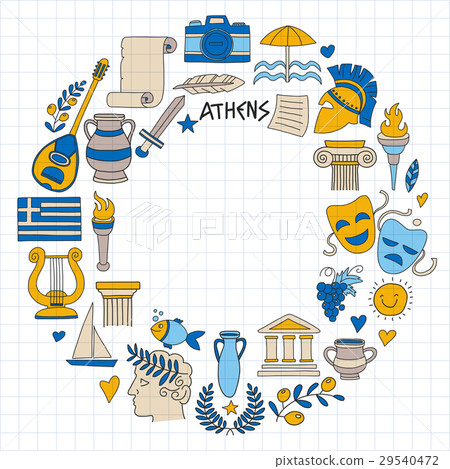 Ancient Greece Vector elements in doodle style 29540472