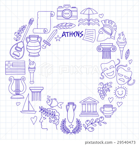 Ancient Greece Vector elements in doodle style 29540473