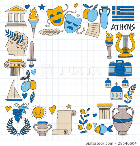Ancient Greece Vector elements in doodle style 29540604
