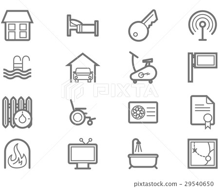 Real Estate and Accommodation amenities icon set Real Estate and Accommodation amenities icon set 29540650