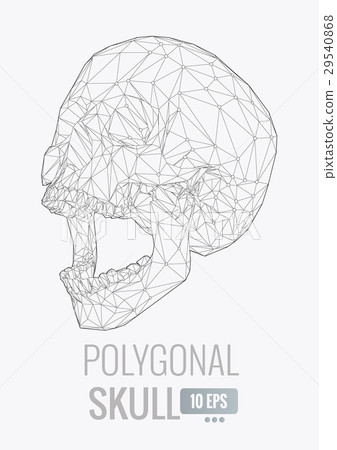 Monochrome low polyskull illustration on white BG 29540868