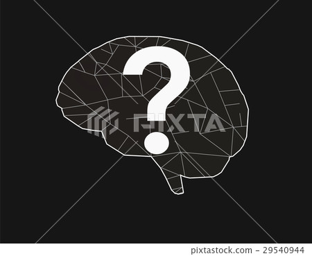 white stylized brain illustration on black BG 29540944
