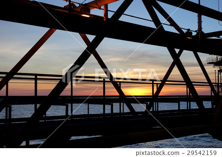 Silhouette of structure of the bridge in sun set  Silhouette of structure of the bridge in sun set  29542159