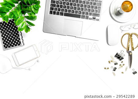 Creative working desk notebook phone office 29542289