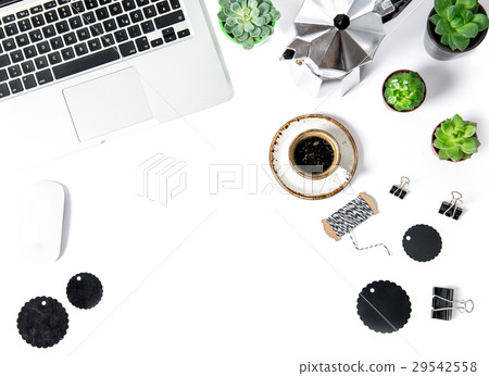Office workplace Coffee laptop supplies succulent  29542558