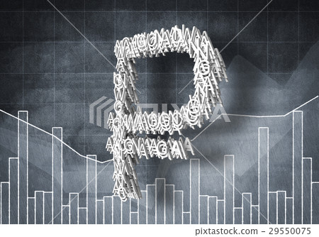 Rouble currency rate, 3D rendering 29550075