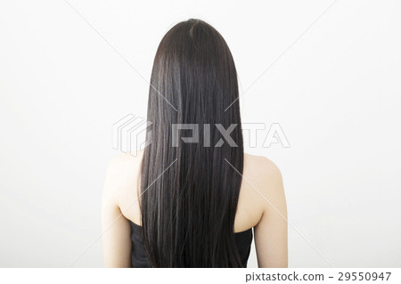 Lady's back with a black hair long hair Lady's back with a black hair long hair 29550947