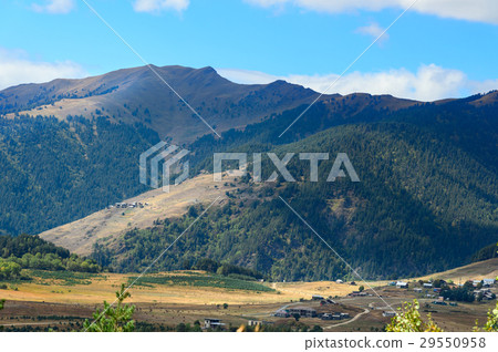 View on Mountains and Omalo village. Georgia View on Mountains and Omalo village. Georgia 29550958