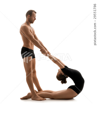 Man and woman doing sports exercises in studio 29551786