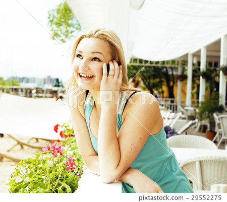 portrait of pretty modern girl friend in cafe open 29552275