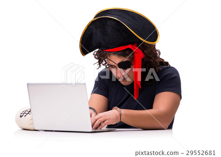 Digital security concept with pirate isolated on Digital security concept with pirate isolated on 29552681