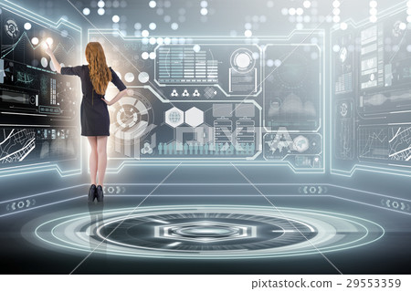 Businessman in big data management concept Businessman in big data management concept 29553359