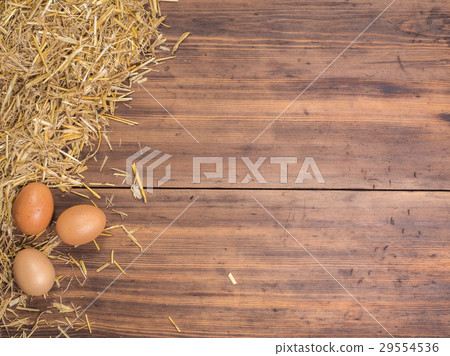 Rural eco background with brown chicken eggs and Rural eco background with brown chicken eggs and 29554536